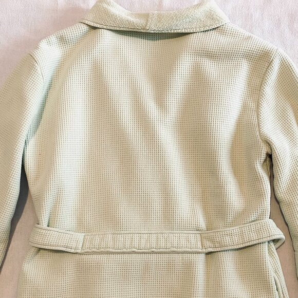 Yves Delorme Paris kimona robe Large unisex pale green waffle cotton luxury - Picture 5 of 10